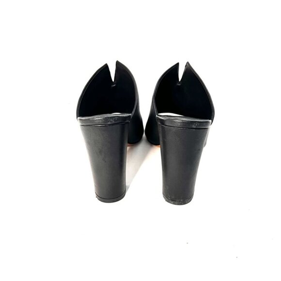 Vince Shoes Women's Alora Black Leather Peep Toe Mule Heeled slides - Picture 6 of 9